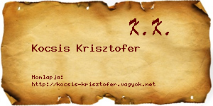 Kocsis Krisztofer névjegykártya